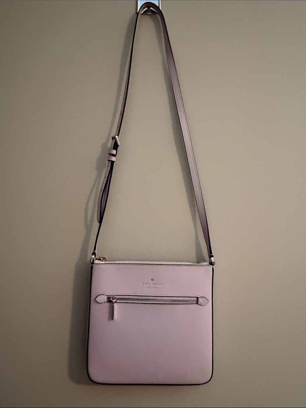 kate spade light pink leather crossbody with front zip